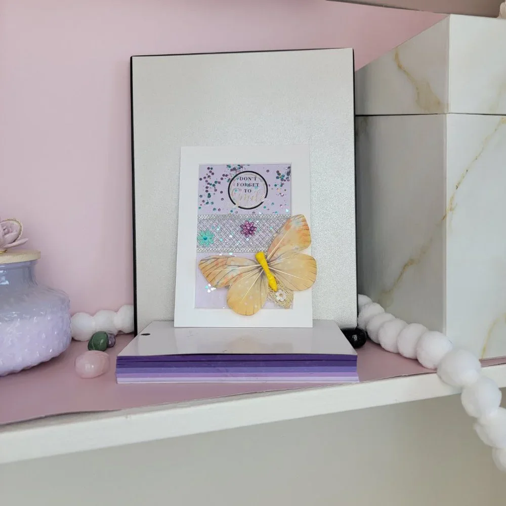 Colorful butterfly Handmade card Art wall Home Decor purple yellow gift